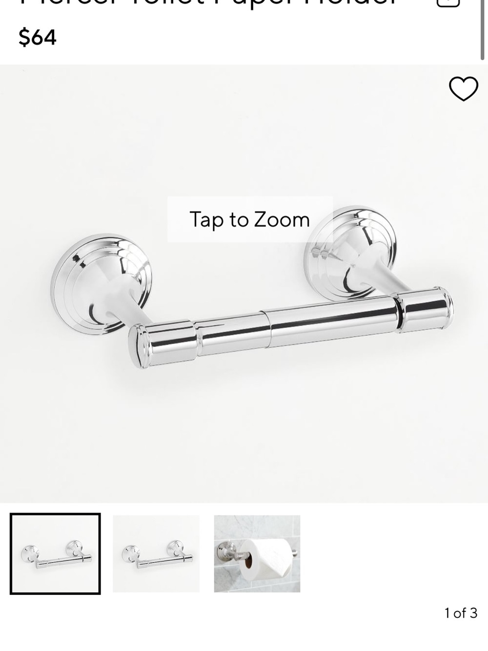 Pottery Barn Mercer Toilet Paper Holder, Chrome Finish, Wall Mounted